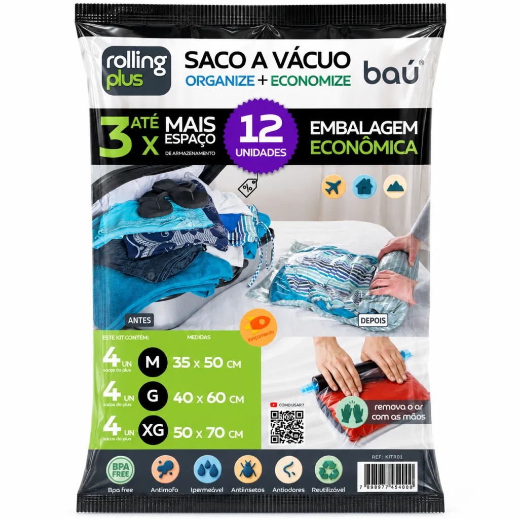 saco a vácuo enrolar manual