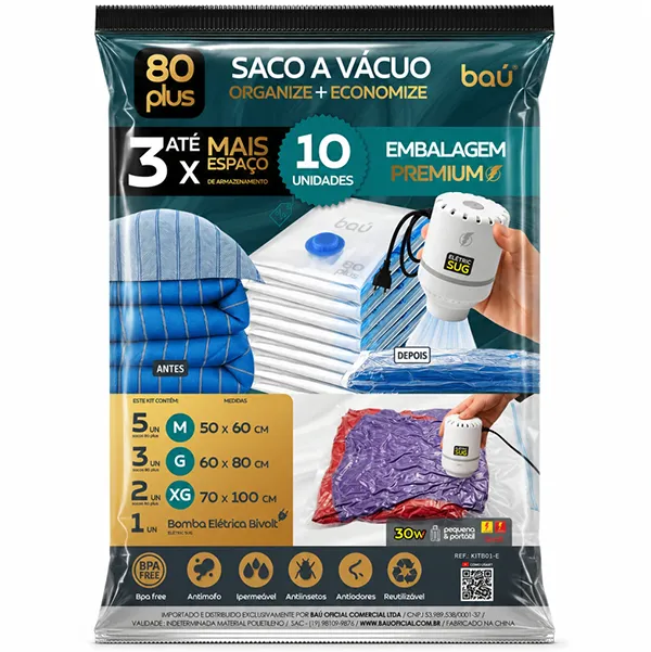 kit saco a vácuo com bomba elétrica