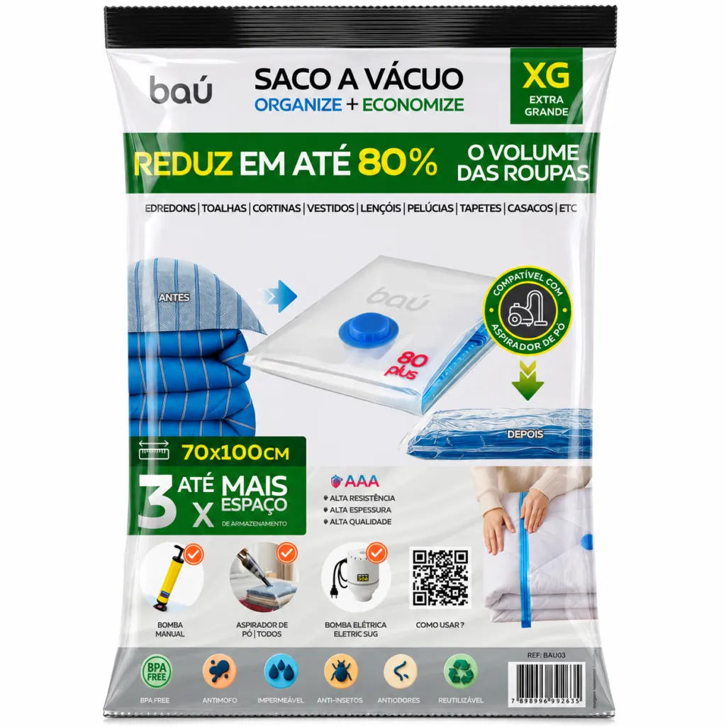 saco a vácuo xg 70x100cm